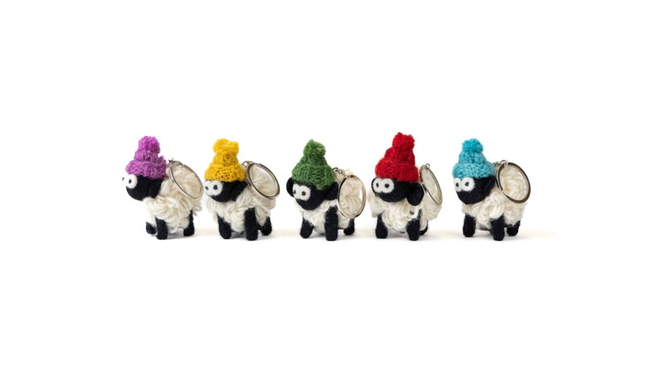 erin knitwear sheep keyrings